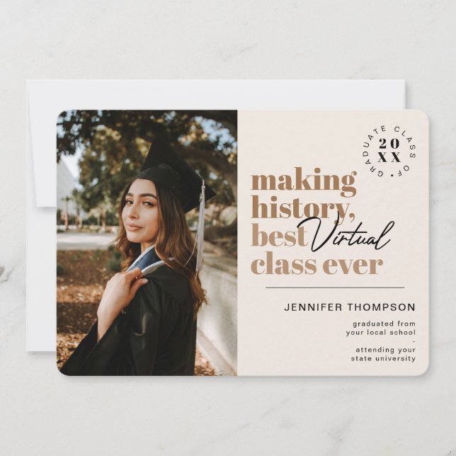 Modernes Best Virtual Class Abschluss Covid Ankündigung (Vorderseite)