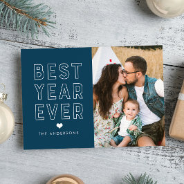 Modernes Best Year Ewiges Navy Foto Feiertagskarte