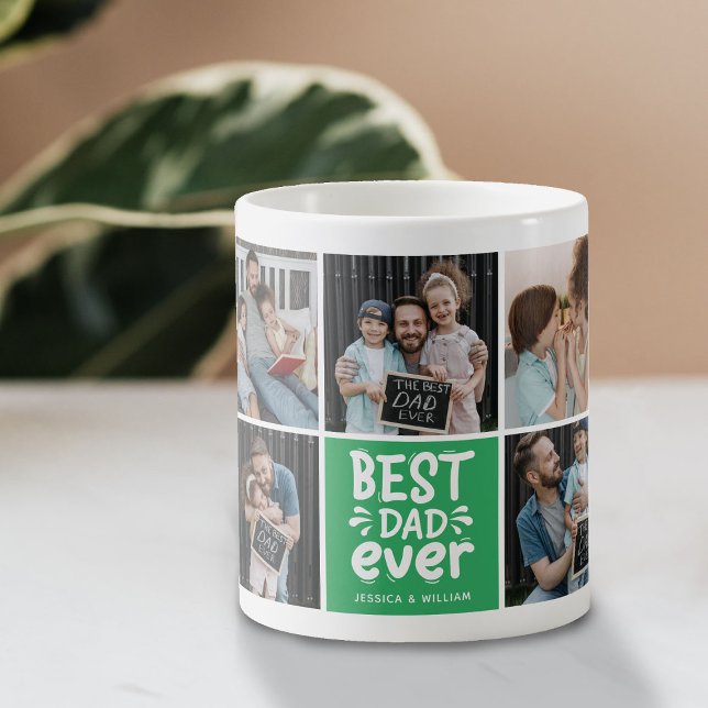 Modernes 'Bester Vater je' 9 Foto Keepake Kaffeetasse (Von Creator hochgeladen)