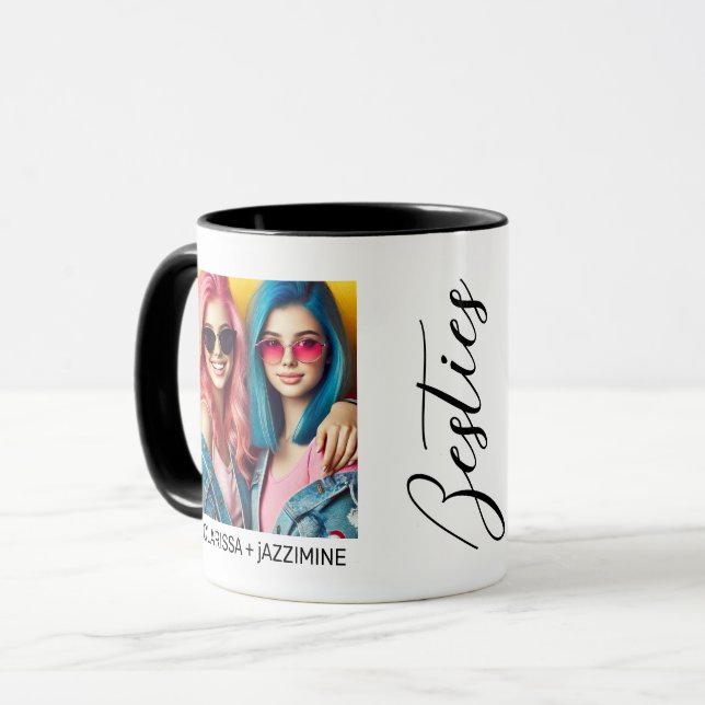 Modernes Bestie Black Script 2 Foto Tasse (Vorderseite Links)