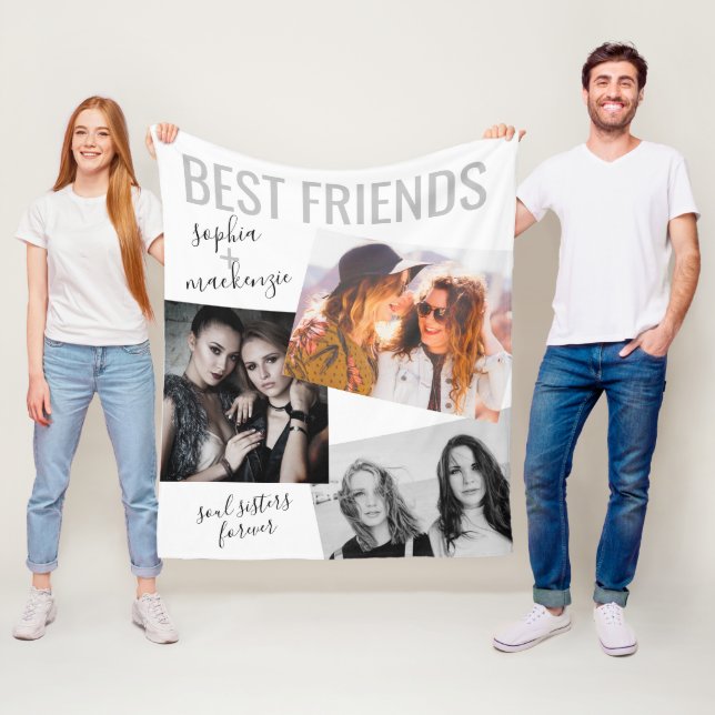 Modernes Bestie Foto Personalisiert Nickname Name  Fleecedecke (Beispiel)