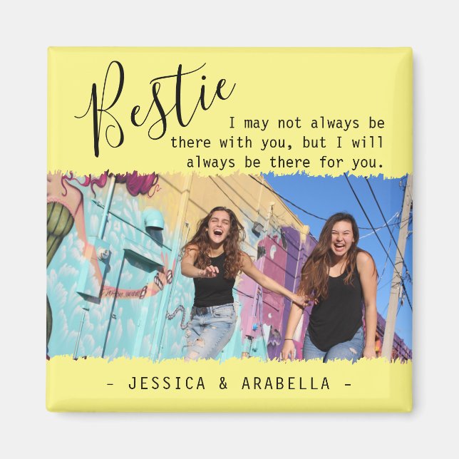 Modernes Bestie Quote Foto Personalisierte BESTE F Magnet (Vorne)