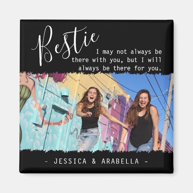 Modernes Bestie Quote Foto Personalisierte BESTE F Magnet (Vorne)