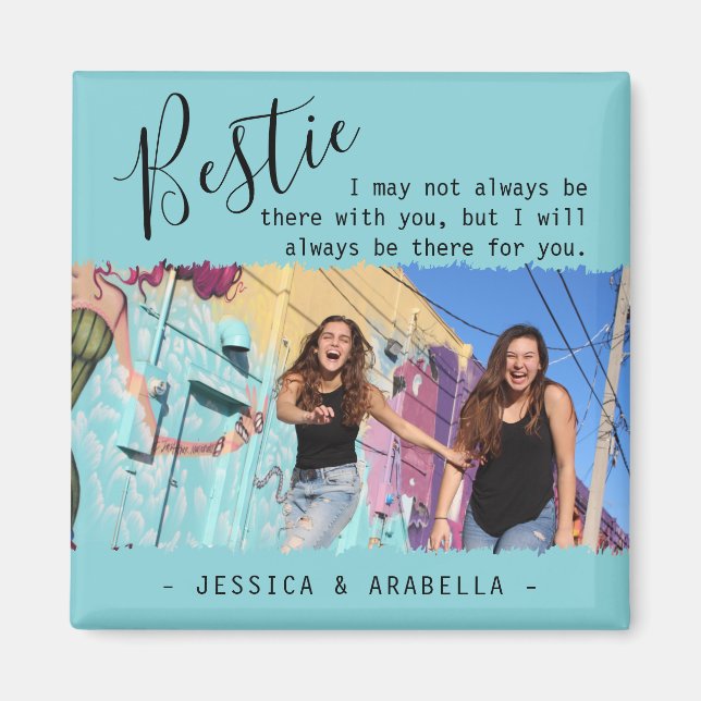 Modernes Bestie Quote Foto Personalisierte BESTE F Magnet (Vorne)