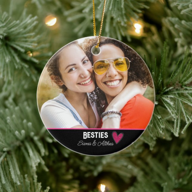 Modernes Besties Best Friend Foto Keramik Ornament (Baum)