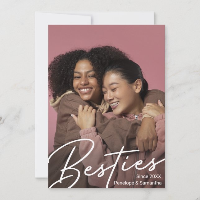 Modernes Besties Foto-Geschenk Dankeskarte (Vorderseite)