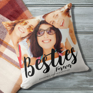 Modernes Besties Foto Name Throw Kissen