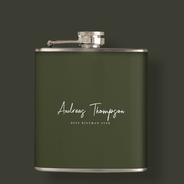 Modernes Bestman Trauzeuge Trauzeuge Army Green Flachmann (Modern Bestman Best Man Groomsman Army Green Flask
)