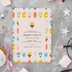 Modernes Bikini Tee zwischen Geburtstag Pool Party Einladung