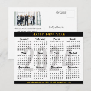 Modernes Black 2024 Calendar Corporate Foto Einfac Feiertagspostkarte