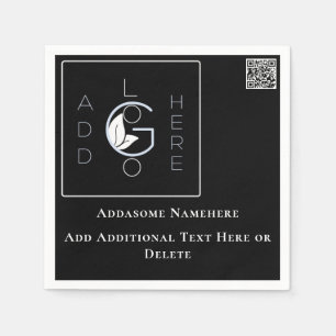 Modernes Black Add Your Logo Business Marketing Serviette