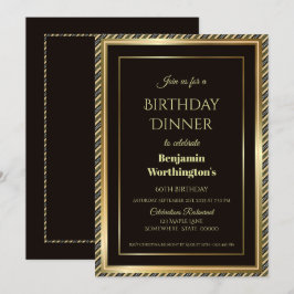 Modernes Black and Gold 60. Geburtstagsfest Einladung