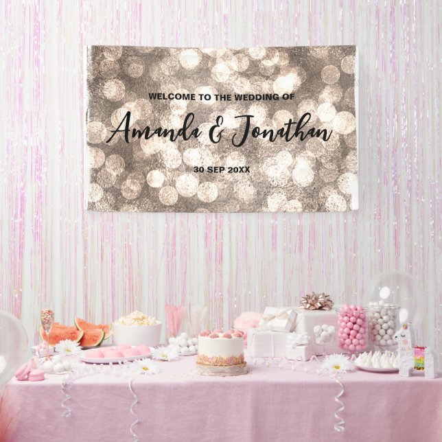 Modernes Black and Gold Glitzer Hochzeitszeichen Banner (Party)