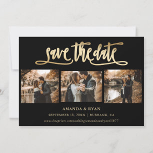 Modernes Black and Gold Wedding Foto Save the Date