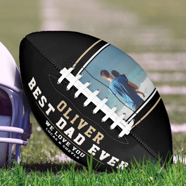 Modernes Black Best Vater Jeden Vatertag Foto Football (Von Creator hochgeladen)