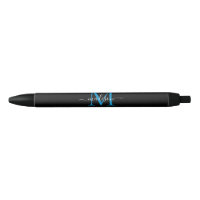 Modernes Black Blue Monogram Eleganter Skriptname