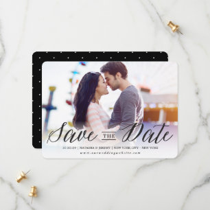 Modernes Black Calligraphy Script Typografy Foto Save The Date