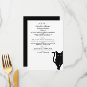 Modernes Black Cat Wedding Menu Menükarte