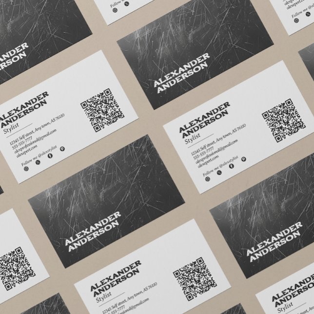 Modernes Black Charcoal Scribble Beruflich Visitenkarte (Modern Black Charcoal Scribble Professional Business Card)