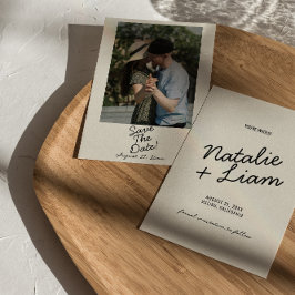 Modernes Black Cream Whimsical Retro Foto Hochzeit Save The Date