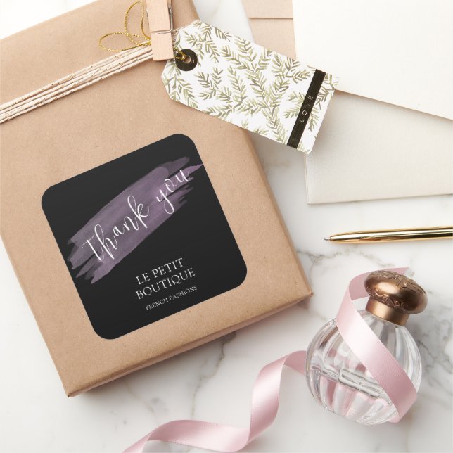 Modernes Black-Dankeschön-Verpackungsgeschäft Vers Quadratischer Aufkleber (Schenken)