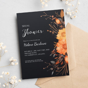 Modernes Black Floral Fall Brautparty Einladung