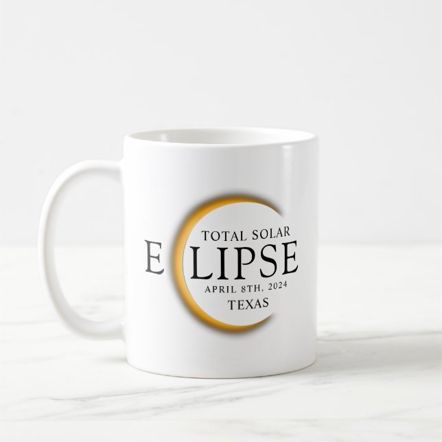 Modernes Black & Gold 2024 Texas Total Solar Eclip Kaffeetasse (Links)