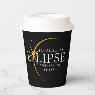 Modernes Black & Gold 2024 Texas Total Solar Eclip Pappbecher
