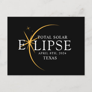 Modernes Black & Gold 2024 Texas Total Solar Eclip Postkarte