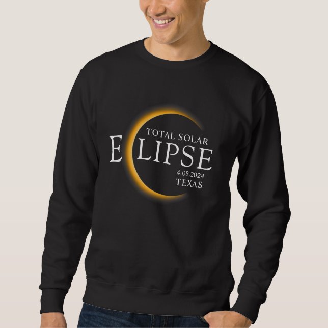 Modernes Black & Gold 2024 Texas Total Solar Eclip Sweatshirt (Vorderseite)