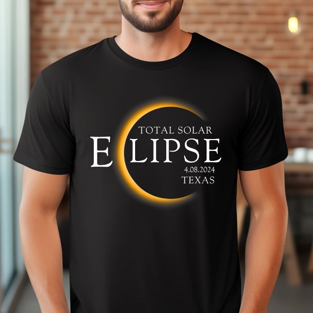 Modernes Black & Gold 2024 Texas Total Solar Eclip T-Shirt (Von Creator hochgeladen)