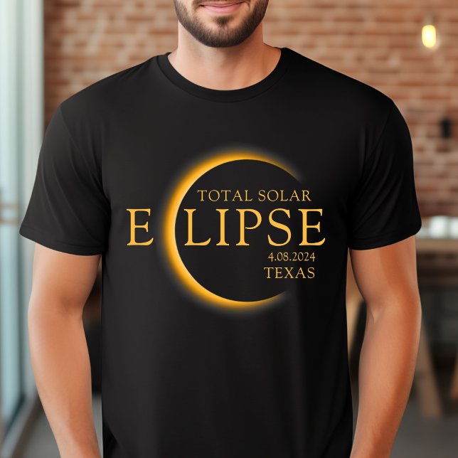 Modernes Black & Gold 2024 Texas Total Solar Eclip T-Shirt (Von Creator hochgeladen)