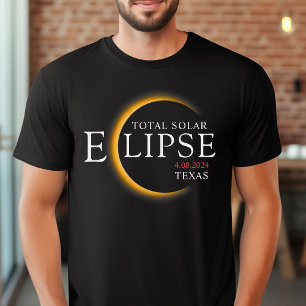 Modernes Black & Gold 2024 Texas Total Solar Eclip T-Shirt