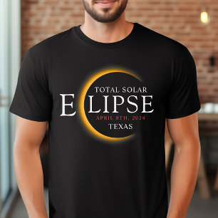 Modernes Black & Gold 2024 Texas Total Solar Eclip T-Shirt