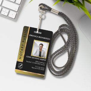 Modernes Black & Gold Add QR Notary Foto ID Ausweis