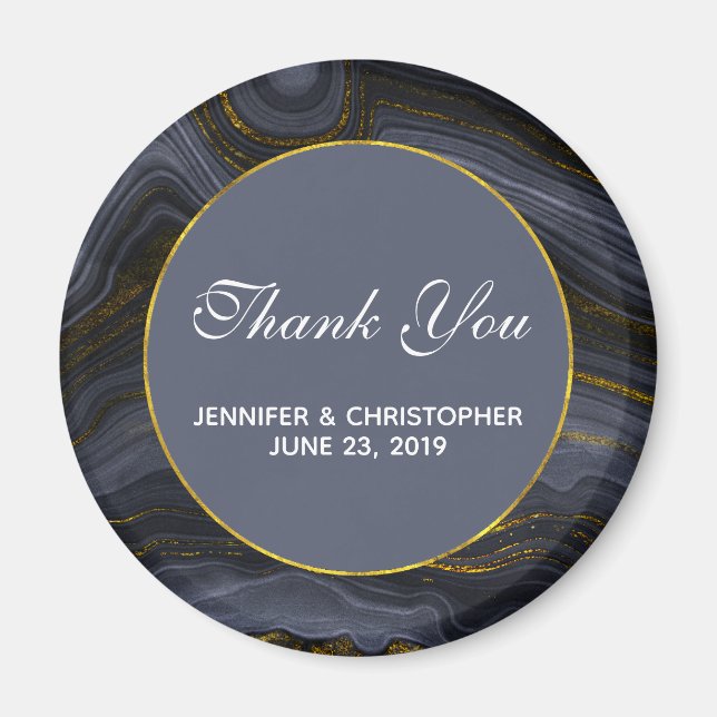 Modernes Black & Gold Agate Stone Abstrakt Vielen  Magnet (Vorne)