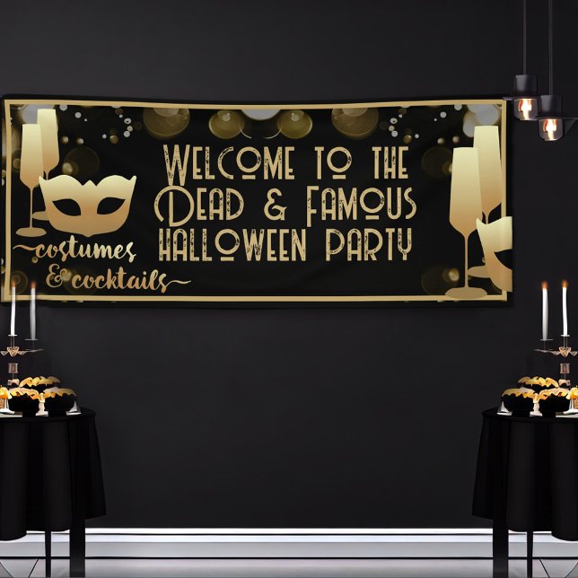 Modernes Black Gold Chic Adult Glam Halloween-Part Banner (Von Creator hochgeladen)