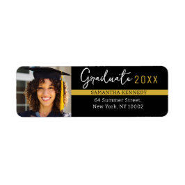Modernes Black & Gold Class-Foto 2025 Grad Cap