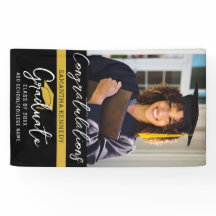 Modernes Black & Gold Class-Foto 2025 Grad Cap