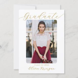 Modernes Black Gold Floral Graduation Party Foto Einladung