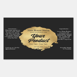 Modernes Black Gold Foil Grungy Luxus Chic Produkt Rechteckiger Aufkleber