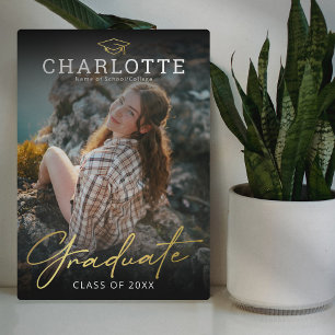 Modernes Black Gold Foto Graduate Fotoplatte