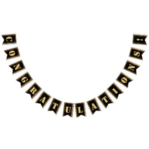 Modernes Black & Gold Glitzer Engagement Party Bak Wimpelkette