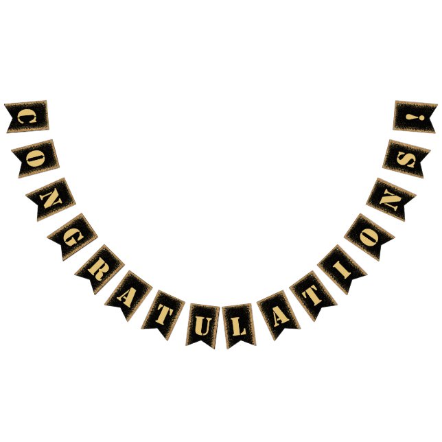 Modernes Black & Gold Glitzer Engagement Party Bak Wimpelkette (Alle)