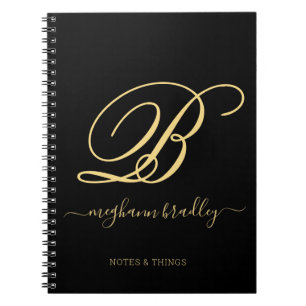 Modernes Black Gold Handschrift Name Notebook Notizblock