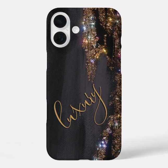 Modernes Black Gold Mit Monogramm Case - Mate iPho (Rückseite)