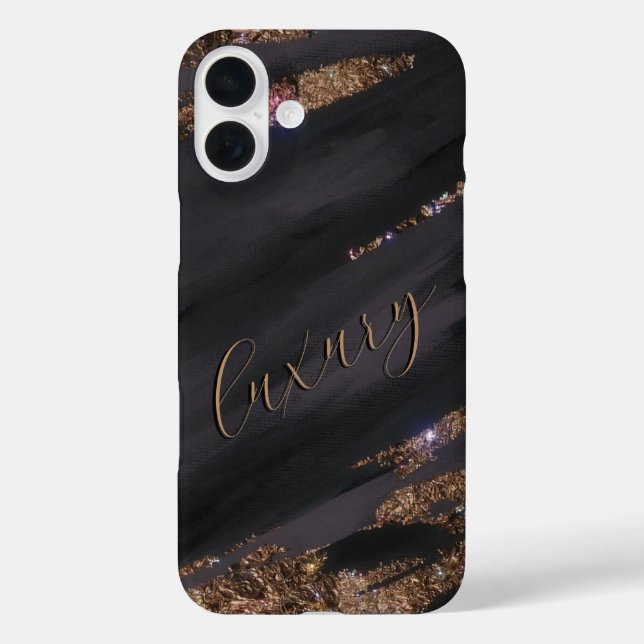 Modernes Black Gold Mit Monogramm Case - Mate iPho (Rückseite)