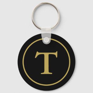 Modernes Black & Gold-Mit Monogramm Schlüsselanhänger