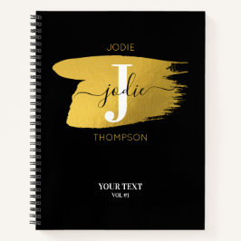 Modernes Black & Gold Monogram ErstNotebook Notizbuch