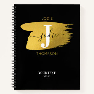 Modernes Black & Gold Monogram ErstNotebook Notizbuch